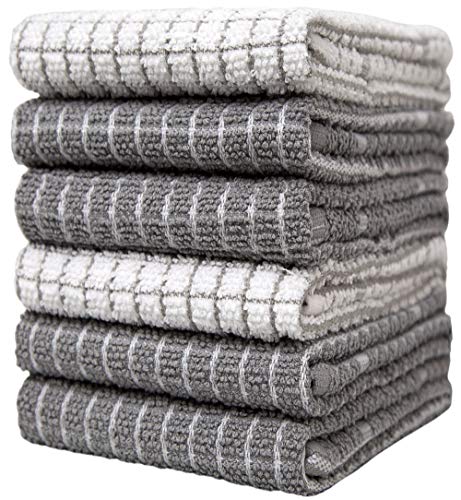 Pleasant Home Antimikrobielle Küchentücher (45,7 x 61 cm, 6 Stück) – Karomuster – 320 g/m² – super saugfähige Küchentücher (grau) von PH Pleasant Home