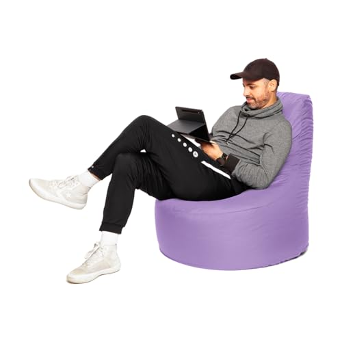 PATCH HOME Patchhome Gamer Sessel mit Reißverschluss Lounge Kissen Sitzsack Sitzkissen Bean Bag In & Outdoor geeignet fertig befüllt (Ø 75cm x Höhe 80cm mit Reißverschluss, Flieder) von PATCH HOME