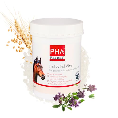 PHA Huf & Fell Vital Pulver für Pferde - Für Starke Hufe & glänzendes Fell, mit Biotin, Zink & DL-Methionin, Pferdefutter Ergänzung, 750 g PHA Huf & Fell Vital Pulver für Pferde - Für Starke Hufe & glänzendes Fell, mit Biotin, Zink & DL-Methionin, Pferdefutter Ergänzung, 750 g von PHA PETVET