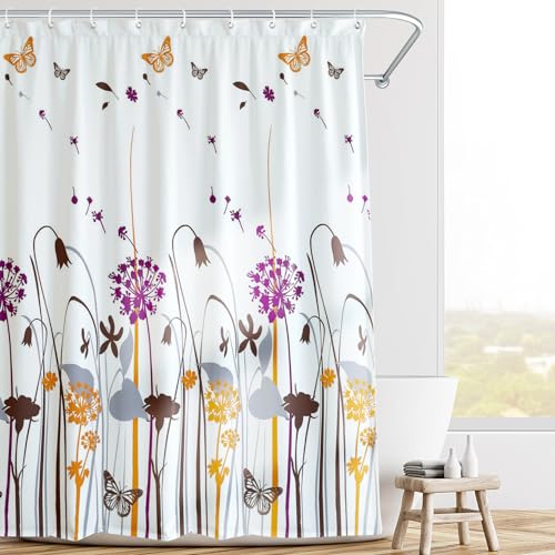 PHANPINT Duschvorhang mit Haken,Textil Anti-schimmel Wasserdicht Waschbar Duschvorhänge, 180x220cm Shower Curtains für Badezimmer Maschinenwaschbar Schnell Trocknend (Rosa) von PHANPINT