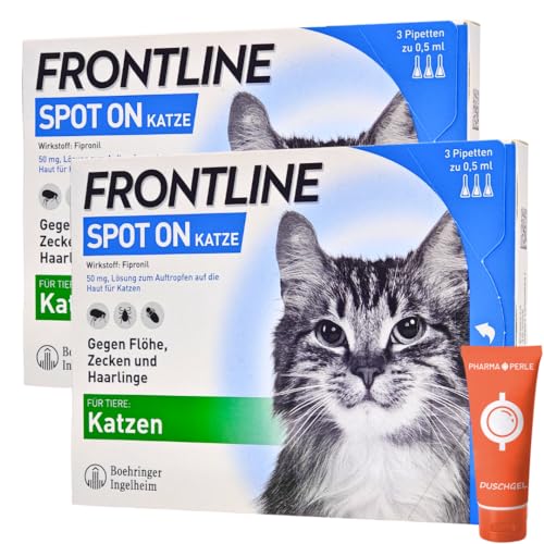 Frontline Spot on für Katzen - Schutz vor Parasiten wie Zecken, Flöhe, Haarlinge I einfach und verträglich I zuverlässig I im Sparset mit Pharma Perle give-Away (Frontline für Katzen 2 x 3 St.) von PHARMA PERLE