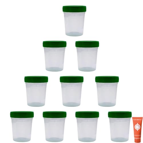 Urinbecher mit Schraubdeckel, 100 ml I Probenbecher mit Schraubverschluss I steril I einzelverpackt I Urinbehälter I Urinprobenbecher I Spar-Set plus Pharma Perle give-away (10 Stk.) von PHARMA PERLE