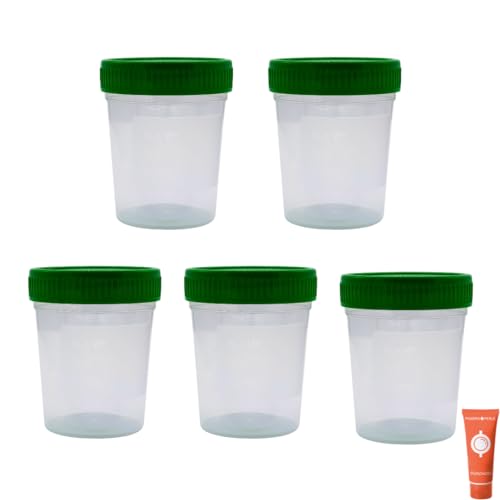 Urinbecher mit Schraubdeckel, 5 Stk. I 100 ml I Probenbecher mit Schraubverschluss I steril I einzelverpackt I Urinbehälter I Urinprobenbecher I Spar-Set plus Pharma Perle give-away Urinbecher mit Schraubdeckel, 5 Stk. I 100 ml I Probenbecher mit Schraubverschluss I steril I einzelverpackt I Urinbehälter I Urinprobenbecher I Spar-Set plus Pharma Perle give-away von PHARMA PERLE