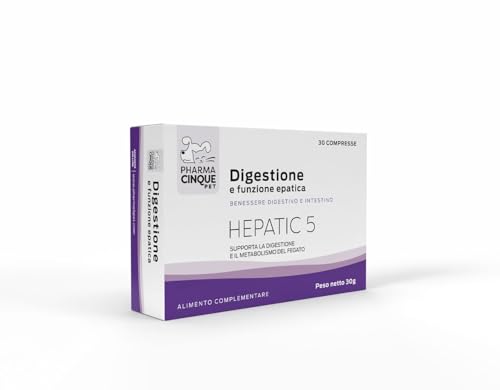 PharmaCinquePet – HEPATIC5 | Unterstützung der Leber und der Verdauung für Hunde und Katzen | Leberfunktion und Verdauung | 30 Tabletten PharmaCinquePet – HEPATIC5 | Unterstützung der Leber und der Verdauung für Hunde und Katzen | Leberfunktion und Verdauung | 30 Tabletten von PHARMACINQUEPET