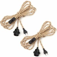 2 Paar Kronleuchter-Hanfseilkabel 4,5 m, E27-Fassungsschalter mit Drahtbirnenkabel, für DIY-Pendelleuchte, industrielle Pendelleuchte, von PHASAT
