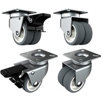 50 mm robuste Möbelrollen mit Sicherheitsbremse für schwere Belastbarkeit von 400 kg Gesamtkapazität (2 mit Bremse und 2 ohne) von PHASAT