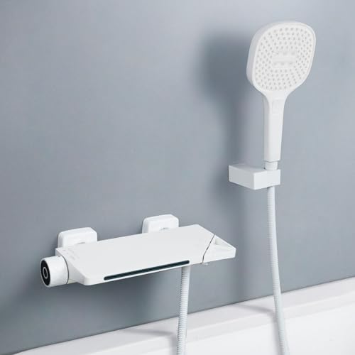 PHASAT Badewannenarmatur Wasserfall mit Handbrause Wasserhahn Badewanne Wandmontage Badarmatur Mischbatterie Messing Weiß PTBW10E PHASAT Badewannenarmatur Wasserfall mit Handbrause Wasserhahn Badewanne Wandmontage Badarmatur Mischbatterie Messing Weiß PTBW10E von PHASAT