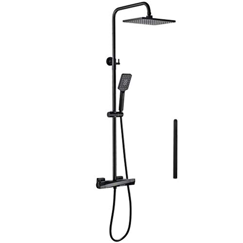 PHASAT Duschamatur Schwarz Bad Duschset Duschsystem Regendusche mit Armatur Thermostat Überkopfbrause und Handbrause 3 Funktion Höhen Einstellbar SB07 PHASAT Duschamatur Schwarz Bad Duschset Duschsystem Regendusche mit Armatur Thermostat Überkopfbrause und Handbrause 3 Funktion Höhen Einstellbar SB07 von PHASAT
