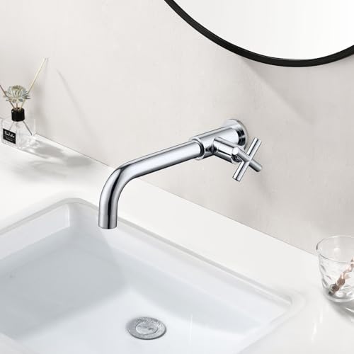 PHASAT Kaltwasserhahn Wandmontage Messing Wasserhahn Garten Lang Einhebel Wannenarmatur für Wandmontage Moderne Küche Spültischarmatur Kaltwasser mit Kreuzgriff Chrom PTMP20C PHASAT Kaltwasserhahn Wandmontage Messing Wasserhahn Garten Lang Einhebel Wannenarmatur für Wandmontage Moderne Küche Spültischarmatur Kaltwasser mit Kreuzgriff Chrom PTMP20C von PHASAT