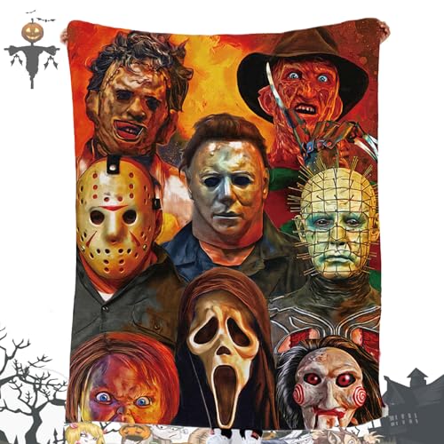 Horror Movie Decke, Halloween Flanelldecken Horror Decke, Horror Filmcharakter Kuscheldecke, Verdicken Warmer Fleece Komfortdecke Camping, Festival Geschenk für Halloween von PHASZ