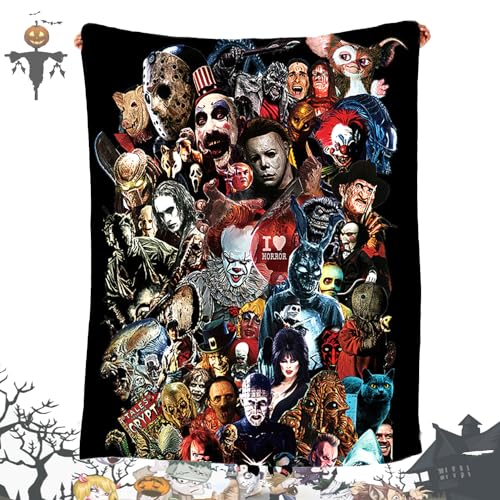 Horror Movie Decke, Halloween Flanelldecken Horror Decke, Horror Filmcharakter Kuscheldecke, Verdicken Warmer Fleece Komfortdecke Camping, Festival Geschenk für Halloween von PHASZ