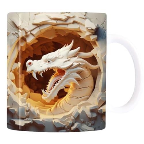 Kaffeetassen 3D-Drachen-Tee-Kaffeetasse, Drachen-Keramikbecher | Kaffeetasse mit chinesischem Tierkreiszeichen Drache 2024 – Tassen mit Drachenmuster 2024, 325 ml, für Kaffee-, Milch- und Teeliebhaber von PHASZ