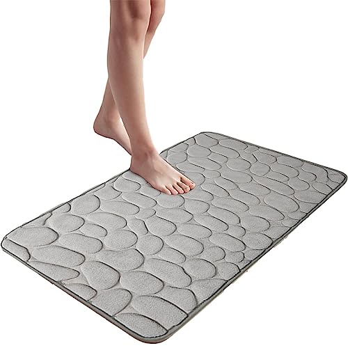 PHASZ Badematte aus Memory-Schaum, wasserabsorbierende, rutschfeste Steinmatte, Kopfsteinpflaster-Badematte, bequeme Duschboden-Badematte, Teppich für Badezimmer, 1 von PHASZ