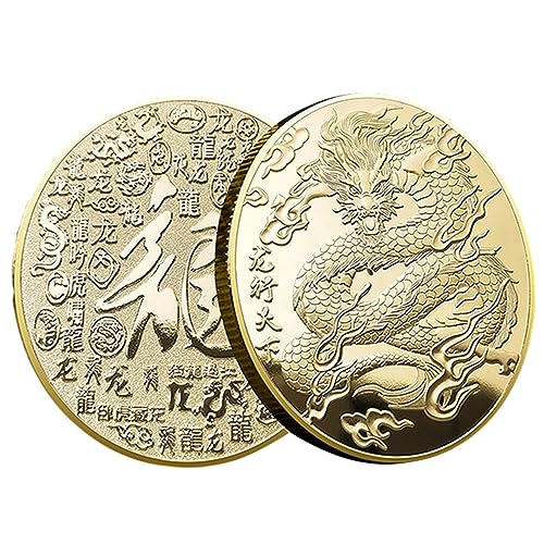 PHASZ Drachenmünze,Gedenkmünze zum Jahr des Drachen 2024 - Geprägte Metallmünzen für das chinesische Frühlingsfest, Glücksdrachen-Souvenirmünze für Sammler von PHASZ