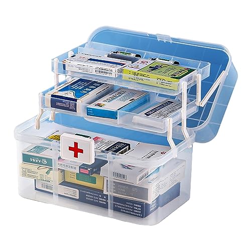 PHASZ Medikamenten-Aufbewahrungsbox - 3-lagige Pillenaufbewahrungsbox, Medikamentenschrank,Medizinkoffer mit Griff und Schnalle, Organizer für Familienmedizin-Sets für Camping, Schule, Zuhause von PHASZ