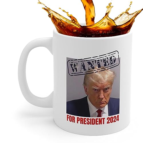 PHASZ Trump-Tasse – 350 ml Mugshot-Gefängnisbecher mit C-förmigem Griff, Party-Fotoautomaten-Requisiten für kaltes Sodawasser, Milchtee, Milchpulver, Sojamilch, warmes Wasser, heißen Kaffee von PHASZ