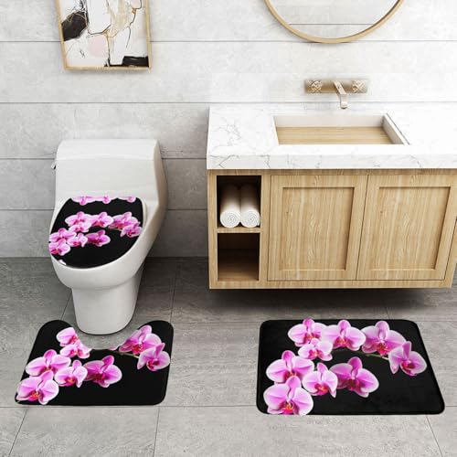 PHAYAH Badvorleger Schmetterling Orchidee Blüte Set Badezimmerteppiche für 3 Stück Toilettenvorleger Wasseraufnahme rutschfest maschinenwaschbar PHAYAH Badvorleger Schmetterling Orchidee Blüte Set Badezimmerteppiche für 3 Stück Toilettenvorleger Wasseraufnahme rutschfest maschinenwaschbar von PHAYAH