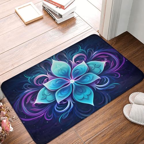 PHAYAH Fußmatten, Motiv: blaue Blume, 40,6 x 61 cm, Heimdekoration, Küchen-Fußmatten von PHAYAH