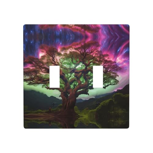 Phayah Ätherisches Baum-Muster, Doppel-Kippschalter, Lichtschalter-Abdeckungen, dekorativ für Badezimmer, Schlafzimmer, Küche, 11,4 x 11,4 cm Phayah Ätherisches Baum-Muster, Doppel-Kippschalter, Lichtschalter-Abdeckungen, dekorativ für Badezimmer, Schlafzimmer, Küche, 11,4 x 11,4 cm von PHAYAH