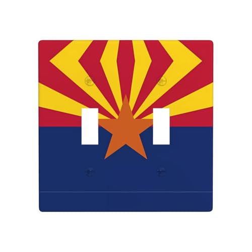 Phayah Arizona-Flaggenmuster, Doppel-Kippschalterplatten, Steckdosenabdeckungen, dekorativ für Badezimmer, Schlafzimmer, Küche, 11,4 x 11,4 cm Phayah Arizona-Flaggenmuster, Doppel-Kippschalterplatten, Steckdosenabdeckungen, dekorativ für Badezimmer, Schlafzimmer, Küche, 11,4 x 11,4 cm von PHAYAH