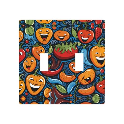 Phayah Chili Pepper Lustiges Packmuster Doppel-Wechselschalter für Lichtschalterplatten, Steckdosenabdeckungen, dekorativ für Badezimmer, Schlafzimmer, Küche, 11,4 x 11,4 cm von PHAYAH