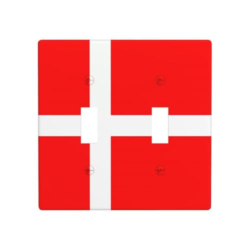 Phayah Dänemark-Lichtschalterplatten, dänisches Flaggenmuster, Doppel-Kippschalter, Steckdosenabdeckungen, dekorativ für Badezimmer, Schlafzimmer, Küche, 11,4 x 11,4 cm Phayah Dänemark-Lichtschalterplatten, dänisches Flaggenmuster, Doppel-Kippschalter, Steckdosenabdeckungen, dekorativ für Badezimmer, Schlafzimmer, Küche, 11,4 x 11,4 cm von PHAYAH