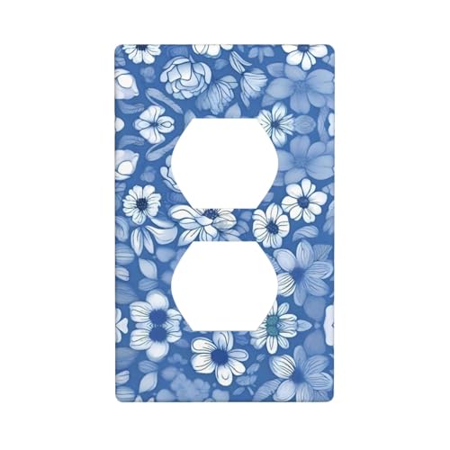 Phayah Dekorative Steckdosenabdeckungen, Duplex-Lichtschalterplatte, Doppelsteckdosenabdeckungen, Blau, Blumenmuster Phayah Dekorative Steckdosenabdeckungen, Duplex-Lichtschalterplatte, Doppelsteckdosenabdeckungen, Blau, Blumenmuster von PHAYAH