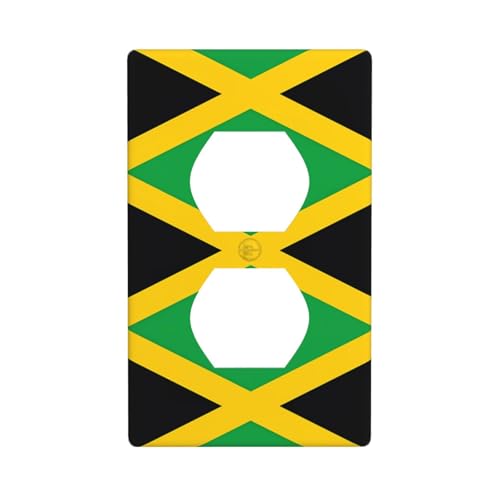 Phayah Dekorative Steckdosenabdeckungen mit Jamaika-Flagge, Duplex-Lichtschalterplatte, einzelne Doppelstecker-Abdeckungen Phayah Dekorative Steckdosenabdeckungen mit Jamaika-Flagge, Duplex-Lichtschalterplatte, einzelne Doppelstecker-Abdeckungen von PHAYAH