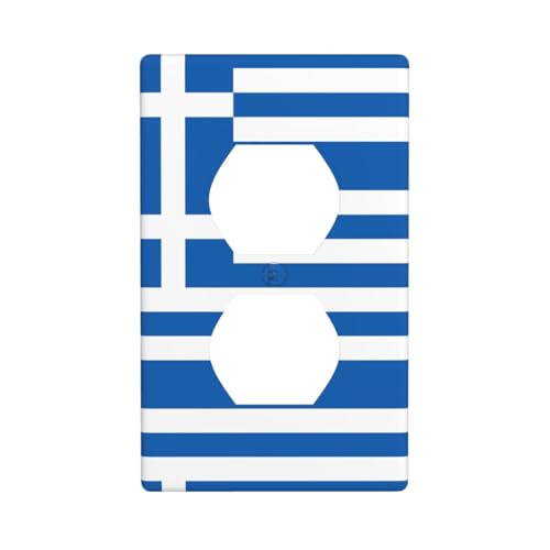 Phayah Dekorative Steckdosenabdeckungen mit griechischer Flagge, Duplex-Lichtschalterplatte, Einzelstecker-Abdeckungen Phayah Dekorative Steckdosenabdeckungen mit griechischer Flagge, Duplex-Lichtschalterplatte, Einzelstecker-Abdeckungen von PHAYAH
