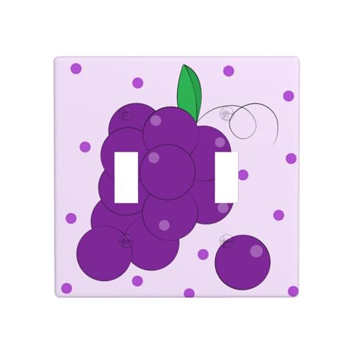 Phayah Doppel-Kippschalter mit Cartoon-Trauben-Muster, dekorative Abdeckung für Badezimmer, Schlafzimmer, Küche, 11,4 x 11,4 cm Phayah Doppel-Kippschalter mit Cartoon-Trauben-Muster, dekorative Abdeckung für Badezimmer, Schlafzimmer, Küche, 11,4 x 11,4 cm von PHAYAH