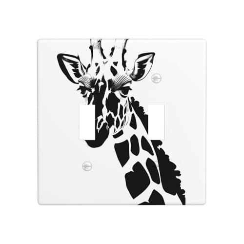 Phayah Doppel-Kippschalter mit Giraffenmuster, dekorative Lichtschalterplatten, für Badezimmer, Schlafzimmer, Küche, 11,4 x 11,4 cm, Schwarz und Weiß Phayah Doppel-Kippschalter mit Giraffenmuster, dekorative Lichtschalterplatten, für Badezimmer, Schlafzimmer, Küche, 11,4 x 11,4 cm, Schwarz und Weiß von PHAYAH
