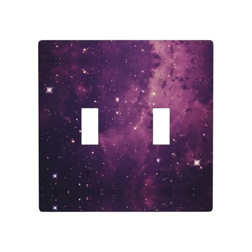 Phayah Doppel-Kippschalter mit Sternennacht-Muster, dekorative Abdeckung für Badezimmer, Schlafzimmer, Küche, 11,4 x 11,4 cm, Violett Phayah Doppel-Kippschalter mit Sternennacht-Muster, dekorative Abdeckung für Badezimmer, Schlafzimmer, Küche, 11,4 x 11,4 cm, Violett von PHAYAH