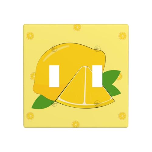 Phayah Doppel-Kippschalterplatten mit Cartoon-Zitronenmuster, dekorativ für Badezimmer, Schlafzimmer, Küche, 11,4 x 11,4 cm Phayah Doppel-Kippschalterplatten mit Cartoon-Zitronenmuster, dekorativ für Badezimmer, Schlafzimmer, Küche, 11,4 x 11,4 cm von PHAYAH