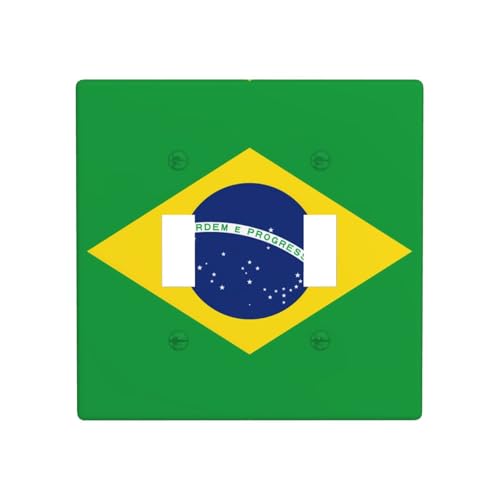 Phayah Doppel-Kippschalterplatten mit brasilianischem Flaggenmuster, dekorative Steckdosenabdeckungen, für Badezimmer, Schlafzimmer, Küche, 11,4 x 11,4 cm von PHAYAH