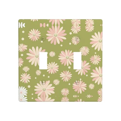Phayah Doppel-Kippschalterplatten mit frischem Chrysanthemen-Muster, dekorativ für Badezimmer, Schlafzimmer, Küche, 11,4 x 11,4 cm Phayah Doppel-Kippschalterplatten mit frischem Chrysanthemen-Muster, dekorativ für Badezimmer, Schlafzimmer, Küche, 11,4 x 11,4 cm von PHAYAH