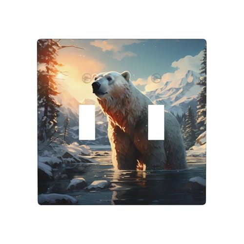 Phayah Doppel-Lichtschalter-Abdeckplatten mit Eisbär im Winter, dekorative Wandplatte, Doppel-Kipp-Lichtschalter-Abdeckung Phayah Doppel-Lichtschalter-Abdeckplatten mit Eisbär im Winter, dekorative Wandplatte, Doppel-Kipp-Lichtschalter-Abdeckung von PHAYAH