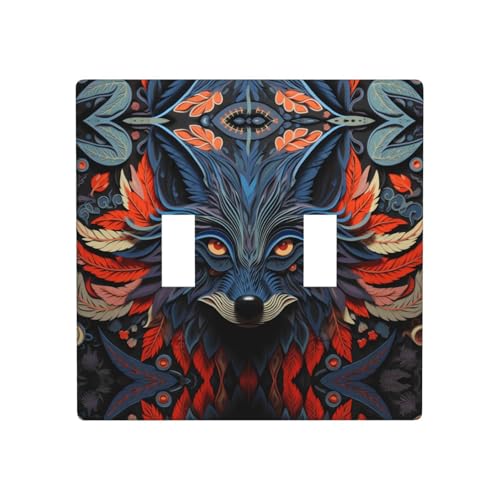 Phayah Doppel-Wechselschalter mit Blumen- und Blattmuster, Wolfsform, dekoratives Design für Badezimmer, Schlafzimmer, Küche, 11,4 x 11,4 cm von PHAYAH
