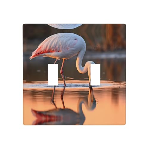 Phayah Doppel-Wechselschalter mit Flamingo-Trinkwasser-Muster, dekorative Lichtschalterplatten, für Badezimmer, Schlafzimmer, Küche, 11,4 x 11,4 cm Phayah Doppel-Wechselschalter mit Flamingo-Trinkwasser-Muster, dekorative Lichtschalterplatten, für Badezimmer, Schlafzimmer, Küche, 11,4 x 11,4 cm von PHAYAH