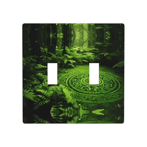Phayah Doppel-Wechselschalter mit Totem-Muster, für Badezimmer, Schlafzimmer, Küche, 11,4 x 11,4 cm Phayah Doppel-Wechselschalter mit Totem-Muster, für Badezimmer, Schlafzimmer, Küche, 11,4 x 11,4 cm von PHAYAH