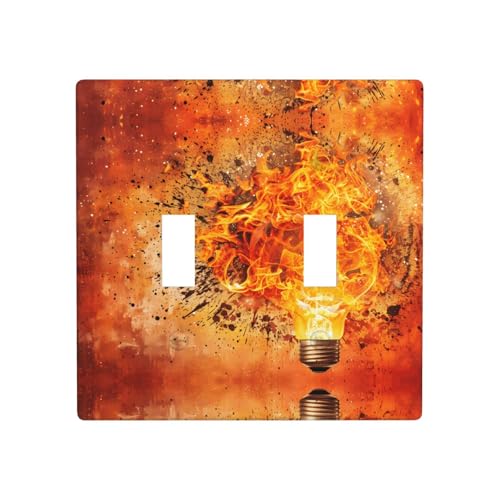 Phayah Doppel-Wechselschalter mit explodierendem Glühbirnenmuster, dekorative Steckdosenabdeckungen für Badezimmer, Schlafzimmer, Küche, 11,4 x 11,4 cm von PHAYAH