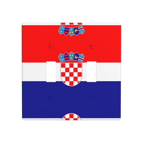Phayah Doppel-Wechselschalter mit kroatischem Flaggenmuster, dekorative Lichtschalterplatten, für Badezimmer, Schlafzimmer, Küche, 11,4 x 11,4 cm von PHAYAH