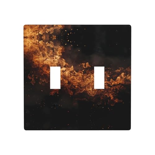 Phayah Doppel-Wechselschalter mit orangefarbenem Flammenmuster, dekorative Abdeckung für Badezimmer, Schlafzimmer, Küche, 11,4 x 11,4 cm Phayah Doppel-Wechselschalter mit orangefarbenem Flammenmuster, dekorative Abdeckung für Badezimmer, Schlafzimmer, Küche, 11,4 x 11,4 cm von PHAYAH