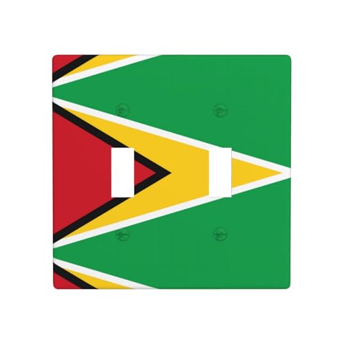 Phayah Doppel-Wechselschalterplatte mit Flaggenmuster von Guyana, dekorativ, für Badezimmer, Schlafzimmer, Küche, 11,4 x 11,4 cm von PHAYAH