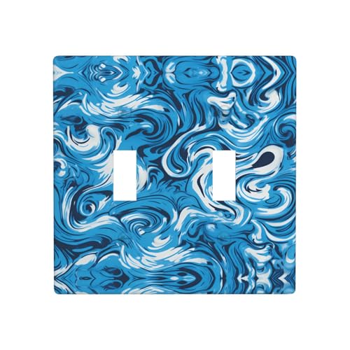 Phayah Doppel-Wechselschalterplatten, Auslassabdeckungen, dekorativ, für Badezimmer, Schlafzimmer, Küche, 11,4 x 11,4 cm, Blau Phayah Doppel-Wechselschalterplatten, Auslassabdeckungen, dekorativ, für Badezimmer, Schlafzimmer, Küche, 11,4 x 11,4 cm, Blau von PHAYAH