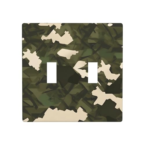 Phayah Doppel-Wechselschalterplatten mit Camouflage-Muster, dekorativ für Badezimmer, Schlafzimmer, Küche, 11,4 x 11,4 cm Phayah Doppel-Wechselschalterplatten mit Camouflage-Muster, dekorativ für Badezimmer, Schlafzimmer, Küche, 11,4 x 11,4 cm von PHAYAH