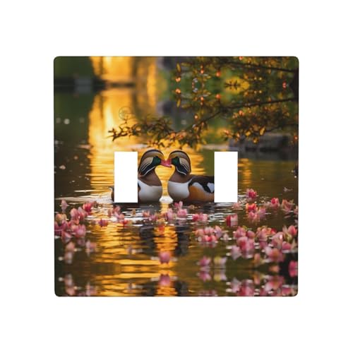 Phayah Doppel-Wechselschalterplatten mit Mandarinenenten-Motiv, dekorativ für Badezimmer, Schlafzimmer, Küche, 11,4 x 11,4 cm, 11,4 x 11,4 cm Phayah Doppel-Wechselschalterplatten mit Mandarinenenten-Motiv, dekorativ für Badezimmer, Schlafzimmer, Küche, 11,4 x 11,4 cm, 11,4 x 11,4 cm von PHAYAH