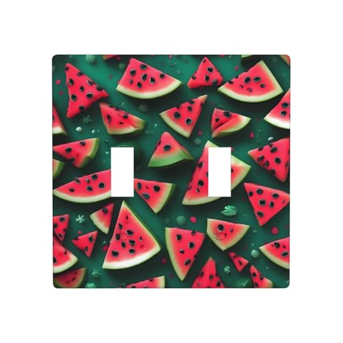 Phayah Dream Wassermelonen-Muster, Doppel-Kippschalter, Lichtschalter-Abdeckungen, dekorativ für Badezimmer, Schlafzimmer, Küche, 11,4 x 11,4 cm von PHAYAH