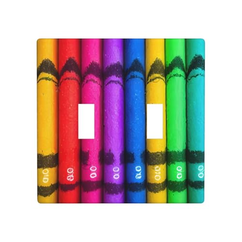 Phayah Farbige Buntstifte, Doppel-Kippschalter, Lichtschalterplatten, Steckdosenabdeckungen, dekorativ für Badezimmer, Schlafzimmer, Küche, 11,4 x 11,4 cm Phayah Farbige Buntstifte, Doppel-Kippschalter, Lichtschalterplatten, Steckdosenabdeckungen, dekorativ für Badezimmer, Schlafzimmer, Küche, 11,4 x 11,4 cm von PHAYAH