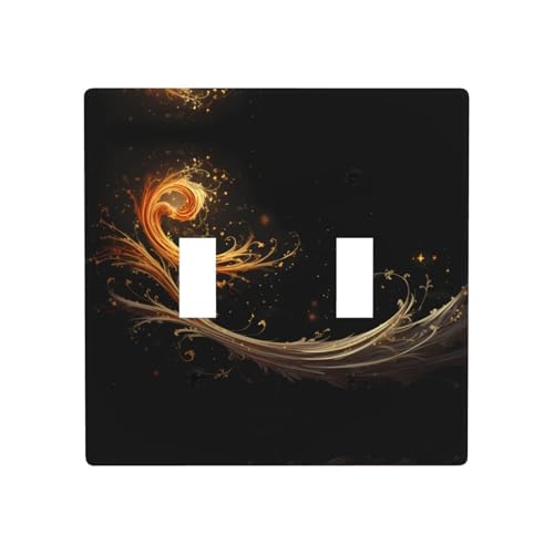 Phayah Flying Phoenix Lichtschalterplatten mit Rankenmuster, doppelt, dekorativ, für Badezimmer, Schlafzimmer, Küche, 11,4 x 11,4 cm Phayah Flying Phoenix Lichtschalterplatten mit Rankenmuster, doppelt, dekorativ, für Badezimmer, Schlafzimmer, Küche, 11,4 x 11,4 cm von PHAYAH