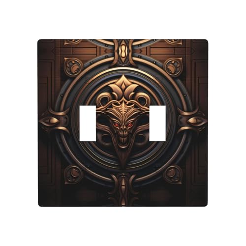 Phayah Kupfer-Relief-Teufelsmuster, Doppel-Kippschalter, Lichtschalterplatten, Steckdosenabdeckungen, dekorativ für Badezimmer, Schlafzimmer, Küche, 11,4 x 11,4 cm Phayah Kupfer-Relief-Teufelsmuster, Doppel-Kippschalter, Lichtschalterplatten, Steckdosenabdeckungen, dekorativ für Badezimmer, Schlafzimmer, Küche, 11,4 x 11,4 cm von PHAYAH